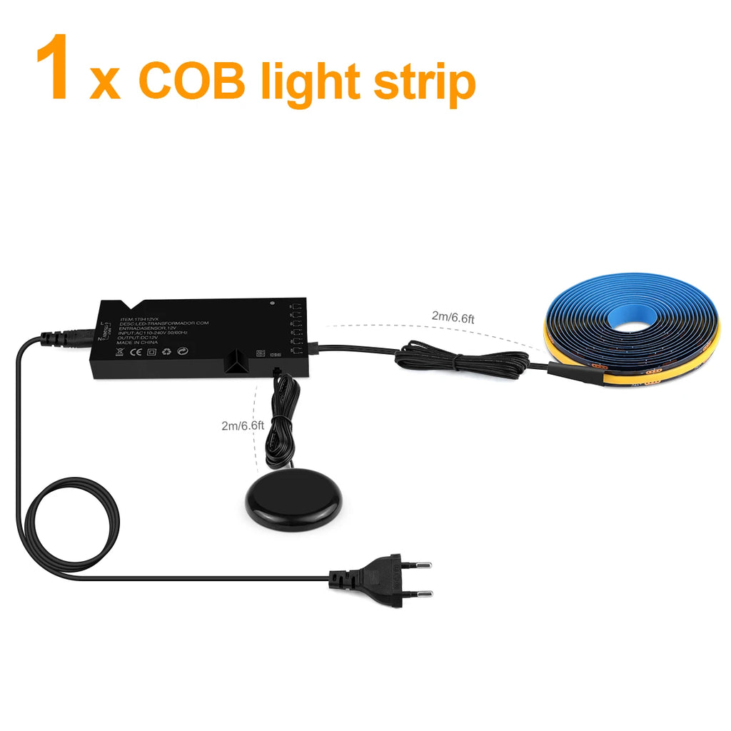 Wood Dimmable Touch Sensor Under Cabinet Collection Display COB LED Strip Light Black PCB TV Backlight Grille Wall Panel Decor