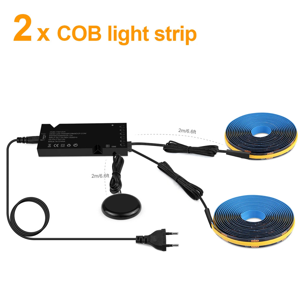 Wood Dimmable Touch Sensor Under Cabinet Collection Display COB LED Strip Light Black PCB TV Backlight Grille Wall Panel Decor